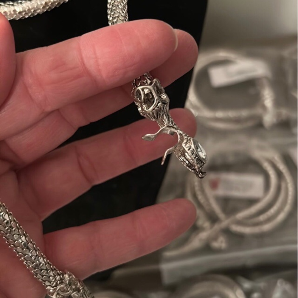 Silvertone Snake Necklace NWT - Picture 3 of 11